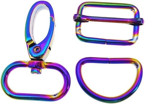 30 Pcs Rainbow Purse Bag Making Hardware Include 10 pcs Swivel Snap Hook with 10 pcs D Rings and 10 pcs Adjuster Slider Buckles for Handbag Pet Collar Keychain Lanyard (1 Inch) in Saudi Arabia