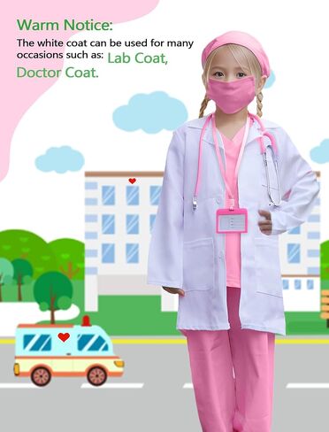 ANPHILE Kids Doctor Veterinarian Costume, Veterinarian Costume for Kids with Doctor Coat, Career Day Costumes for Girls Boys in Kuwait