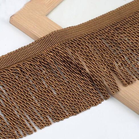 YYCRAFT 6 Yards 5.5 Inch Wide Curtain Fringes Bullion Fringe Trim Curtains Home Decor,Brown in Kuwait