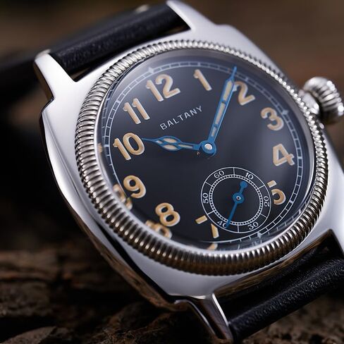 Vintage Mens Dress Watches, 1926s Cushion Leather Watch for Men with 316L Stainless Steel Case in Saudi Arabia