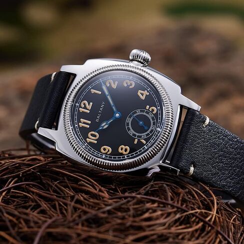 Vintage Mens Dress Watches, 1926s Cushion Leather Watch for Men with 316L Stainless Steel Case in Saudi Arabia