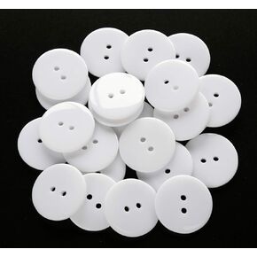 1 Inch (25mm) White Buttons Two Holes Resin Button for Sewing and Craft Pack of 100pcs