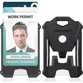 Uniclife 2 Pack Heavy Duty Badge Holder Vertical Hard Plastic Case with Clear Window and Tight Clip Stable Card Protector Tactical ID Card Holder for Office School ID Credit Cards Proximity Cards