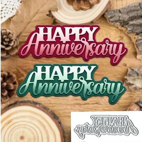 Happy Anniversary Layer Words Metal Die Cuts,Merry Christmas Frame Cutting Dies Cut Stencils DIY Scrapbooking Decorative Embossing Paper Scrapbooking Card Making