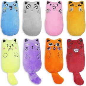 SCHITEC Catnip Toys, [8 PCS] Soft Plush Cat Nip Chew Toy for Indoor Cats, Interactive Kitten Pillow Kitty Teething Toy