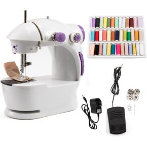 Portable Sewing Machine for Beginners Adult Mini Electric Crafting Speed Crafting Mending Machine Electric Overlock Sewing Machines for Sewing of Silks, Denim, Wool, Leather