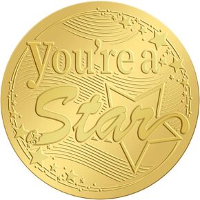 CRASPIRE 2 Inch Gold Embossed Envelope Seals Stickers You're A Star 100pcs Embossed Foil Seals Adhesive Gold Foil Seals Stickers Label for Wedding Invitations Gift Packaging