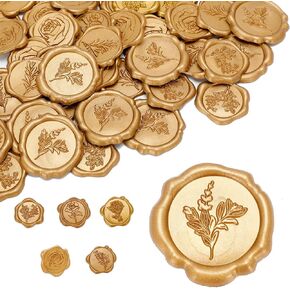 60 Pack Wax Seal Stickers, Gold Adhesive Envelope Sealing Stickers Decoration, Perfect for Invitation, Christmas, Gift Wrapping, Wedding Birthday Party (Bronze, 6 Styles)