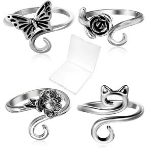 Crochet Rings For Finger Tension Rings For Crocheting Yarn Guide Rings 4Pcs Adjustable Cute Yarn Tension Rings Crochet Supplies Animals Plants For Crocheting Guide Knitting Rings Crochet Tool
