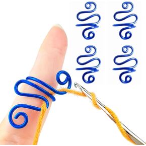 BOOGE 4 PCS خاتم توتر الكروشيه المصنوع يدويًا ، حلقات كروشيه مصنوعة يدويًا ، حلقة الكروشيه للأصابع واليمين