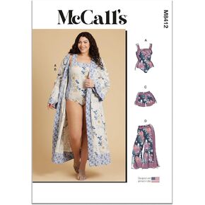 McCall's Easy to Sew Women's Bodysuit, Robe, Shorts and Pants Sewing Pattern Kit, Design Code M8412, Sizes 20W-22W-24W-26W-28W