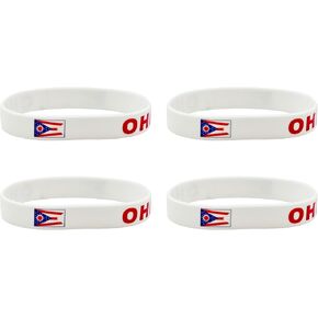 4 Pcs Ohio State Flag Rubber Bracelets,State Flag Silicone Bracelet, Rubber Wristbands Patriotic Decorations Gift.