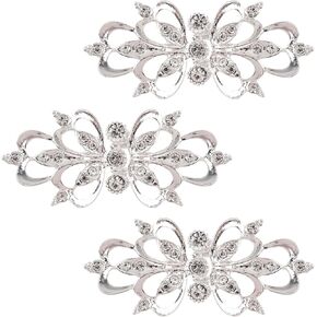 WANDIC Cloak Clasp Fasteners, 3 Pair 6 * 2.6 CM Cape Clips with Rhinestone Vintage Snap Sweater Buttons for Clothing Sweater Shawl