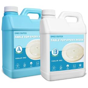 Table Top Epoxy Resin Kit 1 Gallon, Bond Craftor Crystal Clear Epoxy with Self-Leveling UV Resistant for Table, Countertop, Bar&Surface Coating, Tumble, Wood