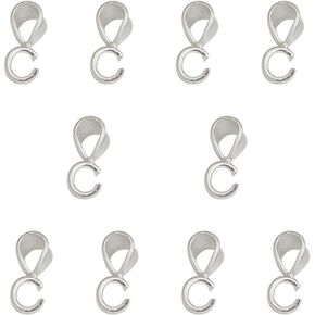 10pcs 925 Sterling Silver Pendant Clasp Finding with Open Loop Jewelry Bails for Pendants Slider Connectors for Charm Necklace Jewelry Making