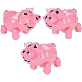 Inflate Pigs | 24 Inch | 3 Pack | Farm Animal Barnyard Theme Party Inflate Decoration Toy Set