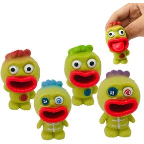 Cute Stick Out Tongue Fidget Sensory Toys 4 Pack Horror Voodoo Doll Relieve Stress Relief Toy Novelty Funny Toys Surprise Gift for Kids April Fools Halloween
