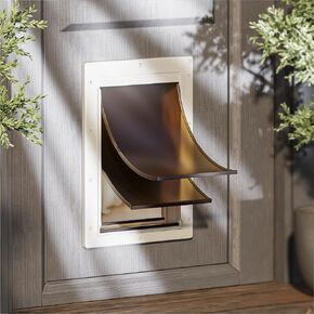 Never Rust Plastic Dog Door, Doggy Doggie Door, Cat Door for Easy Install in Interior and Exterior Doors or Wall, Double Magnetic Flaps, Closing Panel, Pet Door for Pets Up to 45lb (Medium)