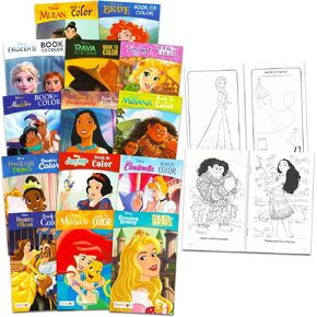 14 Pack Small Coloring Books for Kids Ages 2-4, 4-8 - Disney Princess Coloring Bundle Classroom Prizes, Rewards, Kindergarten Party Favors with Frozen, Moana | Mini Activity Books for Boys, Girls