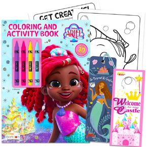 Disney Junior Ariel Coloring Book for Girls - Bundle with Ariel Coloring Pages, Activities, Games Plus Crayons, Stickers, More | Disney Ariel Activity Book Set