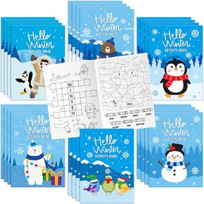Angolio 24pcs Hello Winter Activity Colling Books بما في ذلك Snow Snowman Polar Bear Penguin DIY أنماط الرسم