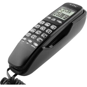 Wall Mounted Telephone Corded Mini Portable Multi Functional Landline Telephone with DTMF/FSK Caller ID System & LCD Display for Home Office Hotel (Black)