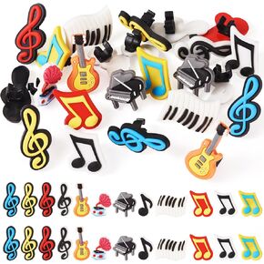 Pandahall 24Pcs Music Theme Cute Pencil Topper Decoration Pen Toppers Charm Fun Pencil Clips Musical Note Kawaii Pen Charms Clip on Pencil for Back to School Student Supplies