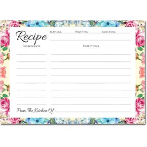 Pioneer Woman Style Floral Recipe Cards (50, One Sided | 5"x7")