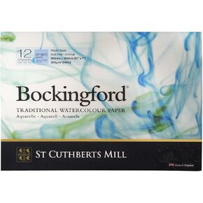St. Cuthberts Mill Bockingford Watercolor Paper Pad - 10x7-inch White Water Color Paper for Artists - 12 Sheets of 140lb Cold Press Watercolor Paper for Gouache Ink Acrylic Charcoal and More