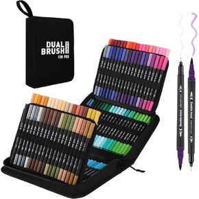 120 Markers for Adult Coloring Books, Available In Fine Tip and Brush Tip Dual Tip Art Markers, Perfect for Coloring, Sketching, Drawing, Coloring Markers Are Perfect for Artists, Adults, And Children