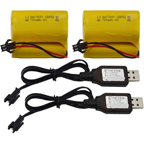 Blomiky Staked Trapezoid 6.0V 700mAh Nicd Rechargeable Battery for RC Stunt Car and Q60 Q61 1/16 Military RC Truck SL01 Battery 2 Pack