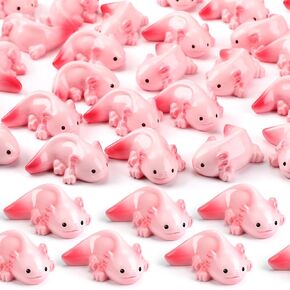 36 Pcs Pink Mini Resin Axolotl Easter Basket Stuffers Figurine Axolotl Charm Miniature Animals Gifts for DIY Craft Garden Tank Decor Holiday Birthday Party Favors