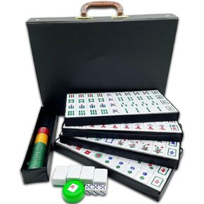 Mose Cafolo Chinese Vietnamese American Mahjong Game Set 164 X-Large 1.5" Melamine Tile for Chinese,Vietnam & American Mahjongg Tiles Set with Carrying Travel Case