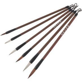 EXCEART Chinese Calligraphy Brush Set 6Pcs Chinese Writing Brushes Kanji Japanese Sumi Painting Drawing Brushes Watercolor Piston Water- ink Brushes