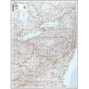 National Geographic Maps: Mid-Atlantic U.S.A Wall Map - 31 x 24 inches - Front Lamination