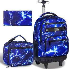 AGSDON Rolling Backpack for Boys, Men Roller Wheels Bookbag, Laptop Lightning Wheeled School Bag with Wheels for Teens in Saudi Arabia
