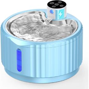 Wireless Cat Water Fountain, 94 oz/2.8 L Battery Operated Pet Water Fountain for Cats Inside, Automatic Dog Water Fountain with Stainless Steel Tray, Motion Sensor, Quiet Pump (Blue)