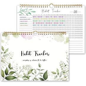 Habit Tracker Calendar, Aesthetic Daily Weekly Goal and Habit Tracker Journal, 12 Months Undated Habits Tracker Planner with Spiral Binding, Boost Productivity Tool and Workout Calendar, 11.7"x8.5"