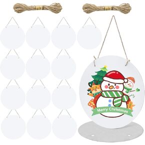 15 Pack Sublimation Aluminum Door Hanger Blanks 10 Inch Round Blank Metal Wall Hanging Front Door Sign with Ropes for Heat Press Machine, Sublimation Garden Yard Ornaments Blanks