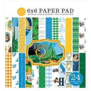 Carta Bella Paper Co 6x6 Wizard Of Oz Patterned Paper Pad, 24 Sheets, Yellow, Green, Blue, Matte Finish, Square Shape, Ideal for Scrapbooking and Card Making
