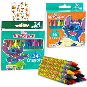 Disney Lilo and Stitch Crayons for Toddlers - Bundle with 60 Crayons for Toddlers Featuring Stitch for Party Favors, Goodie Bags, More Stitch Crayon Set