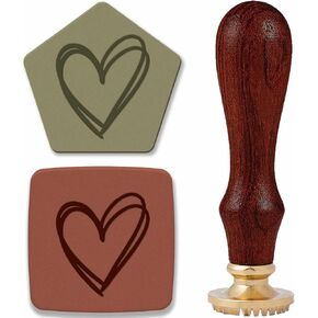 CRASPIRE Pottery Stamp for Clay Handmade 1 inch(25mm) Heart Ceramics Stamp Removable Wood Head with Golden Handle Unique Imprints DIY Crafts Polymer Clay Tools Makers