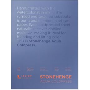 Stonehenge Aqua White Medium Weight Block, 140lb, Coldpress, 15 Sheets for Wet and Dry Media (18X24)
