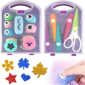 Creative Kids DIY Puncher Craft Set, Craft Hole Punch Shapes Set, Hole Punch for Kids,Creative Kids DIY Puncher Craft Set, Valentines Day Gifts for Kids, Leaf, Butterfly, Star Heart