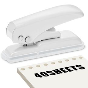 Hole Punch, Small Hole Puncher, Single Hole Punch 40 Sheets Punch Capacity Hole, Handheld 1/4 Inches Hole Punch with Non-Slip Removable Base for Paper Crafts Booklets DIY Greeting