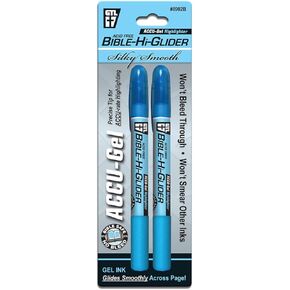 G.T. Luscombe Company, Inc. Accu-Gel Bible Highlighter, Bible Study, No Bleed Solid Gel, No Smearing or Fading, Long Lasting, Bright Translucent Color Dry Marker, Blue