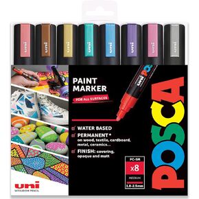 Posca UNI Set PC 5M Metal – Pack of 8 Markers