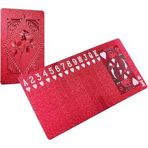1 Deck Mini Playing Cards, Plastic Waterproof Mini Playing Cards, Suitable for Family Gatherings and Outdoor Activities(Red Rose Cards)