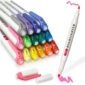 15 Colors Pastel Highlighter Set, Chisel Tip Bible Highlighter Assorted Colors, Dry-Quickly Mild Highlighter Markers for Office Supplies