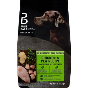 Purre Balance Chicken & Pea Recipe Dry Dog Food, Grain-Free, 4 Lbs - Dry Dog Food for Dogs of All Life Stages - Real Chicken is The First Ingredient
